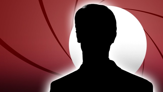 A silhouette of Patrick Schwarzenegger against a James Bond-themed background