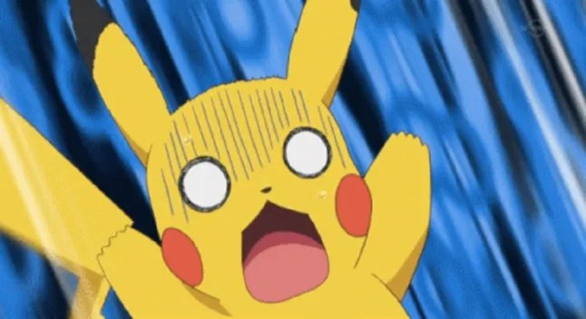 Pikachu from Pokemon looking incredibly surprised