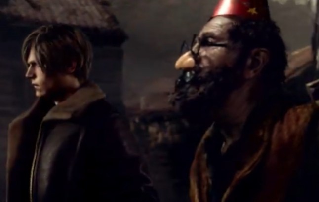 Resident Evil 4 villagers in party hats