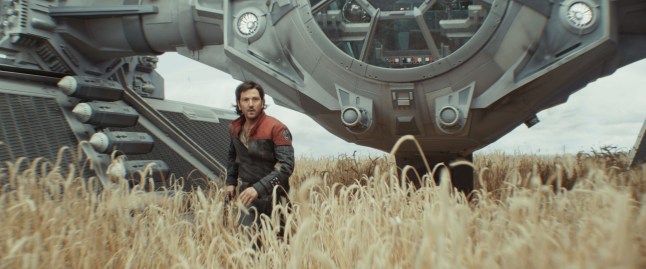 Cassian Andor (Diego Luna) in front of the TIE Avenger in Andor season 2
