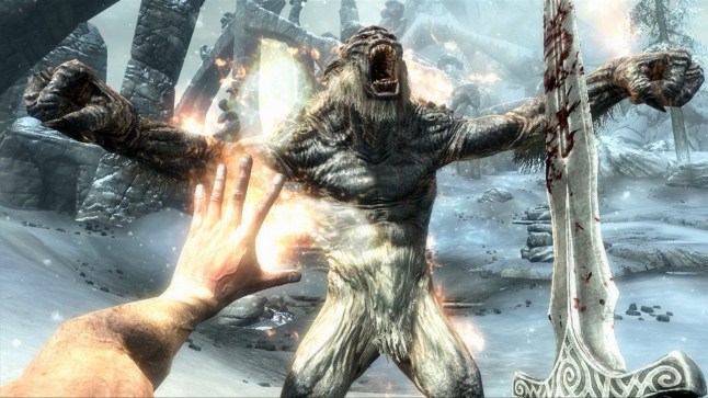 Attacking a monster in The Elder Scrolls 5: Skyrim